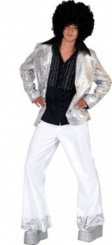 Disco glitter Colbert jacket zilver maat 48-50 52-54 56-58 - 1