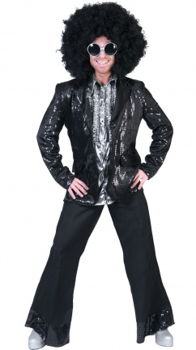 Disco glitter Colbert jacket black maat 48-50 52-54 56-58 - 1