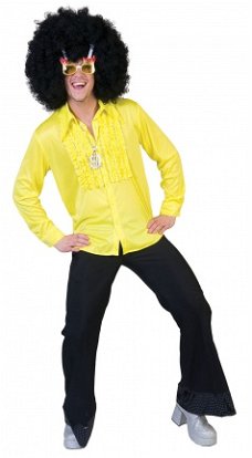 Disco ruches blouse geel maat 48-50 52-54 56-58