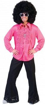 Disco ruches blouse roze maat 48-50 52-54 56-58 - 1