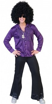 Disco ruches blouse paars maat 48-50 52-54 56-58 - 1