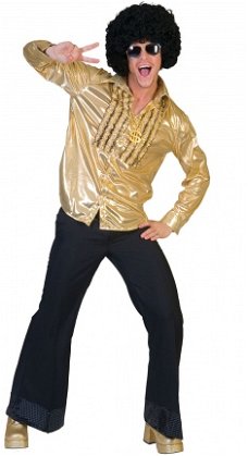 Disco ruches blouse goud maat 48-50 52-54 56-58