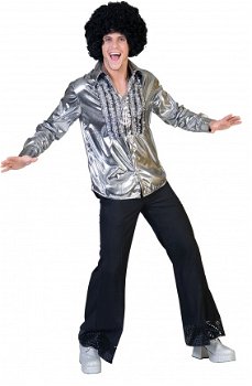 Disco ruches blouse zilver maat 48-50 52-54 56-58 - 1