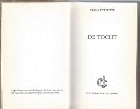 FRANS DEPEUTER**DE TOCHT**T BRUINE TEXTUUR LINNEN BOEKBAND** - 5