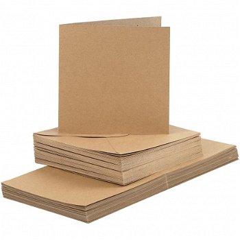 Kraft kaarten met enveloppen 15x15cm 240gr 50 sets - 1