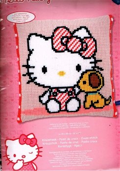 SALE HELLO KITTY VOORBEDRUKT BORDUURPAKKET (KUSSEN) HELLO met HONDJE - 1