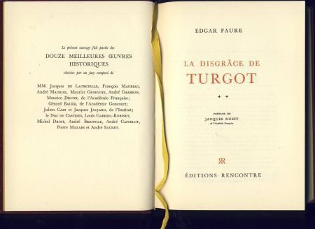 EDGARD FAURE**LA DISGRACE DE TURGOT****JACQUES RUEFF - 6
