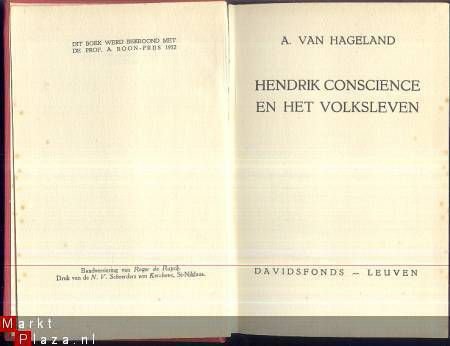 A. VAN HAGELAND**HENDRIK CONSCIENCE EN HET VOLKSLEVEN*DAVIDS - 1