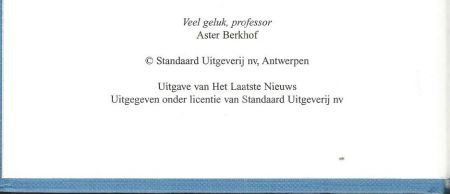 ASTER BERKHOF**VEEL GELUK PROFESSOR**HLN+PAPERVIEW**NIEUW!! - 5