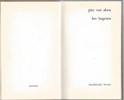 PIET VAN AKEN**HET BEGEREN**LINNEN HARDCOVER DAVIDSFONDS - 2