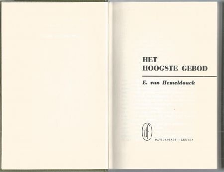 E. VAN HEMELDONCK ** HET HOOGSTE GEBOD **TEXTUUR LINNEN BOEK - 2