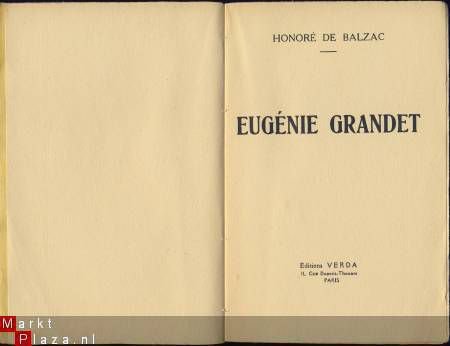 HONORE DE BALZAC**EUGENIE GRANDET**EDITIONS VERDA - 2