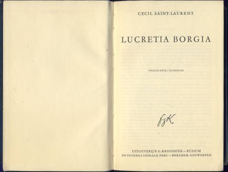 CECIL SAINT-LAURENT**LUCRETIA BORGIA**F. G. KROONDER HARDCOV - 3