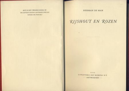 HERMAN DE MAN**RIJSHOUT EN ROZEN**SPLENDIDE LINNEN BOEK-BAND - 2