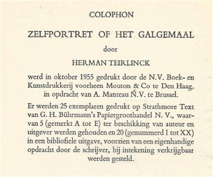 HERMAN TEIRLINCK*ZELFPORTRET OF HET GALGEMAAL*1955*A.MANTEAU - 5