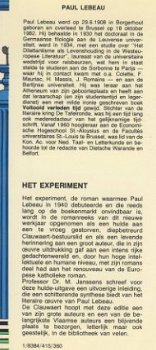 PAUL LEBEAU**HET EXPERIMENT**SOFTCOVER DE CLAUWAERT LEUVEN - 2