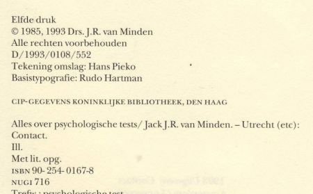 DRS. JACK J. R. VAN MINDEN**ALLES OVER PSYCHOLISCHE TESTS** - 4