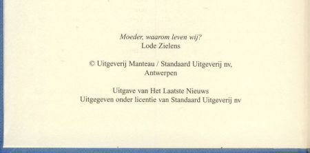 LODE ZIELENS**MOEDER WAAROM LEVEN WIJ?,**HARDCOVER - 5