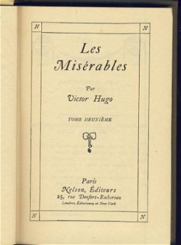 VICTOR HUGO**LES MISERABLES**TOME II **NELSON EDITEURS - 2