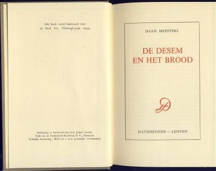 DAAN MEESTERS**DE DESEM EN HET BROOD**HARDCOVER DAVIDSFONDS* - 4