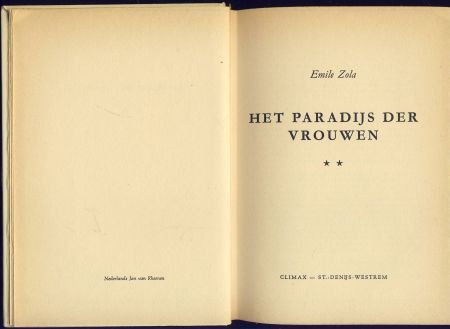 EMILE ZOLA**HET PARADIJS DER VROUWEN**CLIMAX*S.DW.*2 BOEKEN - 6