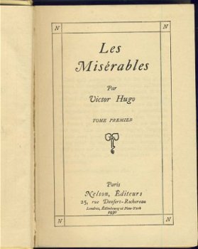 VICTOR HUGO**LES MISERABLES**TOME I **NELSON EDITEURS - 2