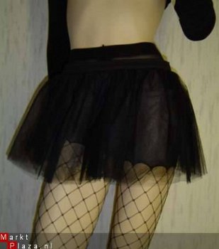 Ultra kort zwart sexy 3laags mini tule petticoat - 1