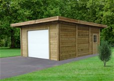 Tuinhuis-Blokhut carport-garage combinatie (S7756): 5064 x 7064mm