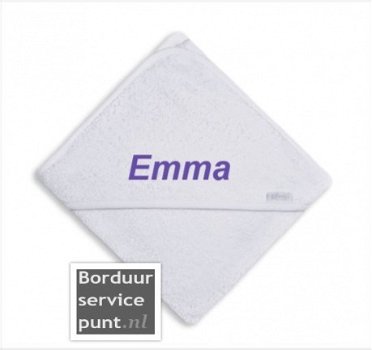 Badcape ecru met geborduurde naam - 1