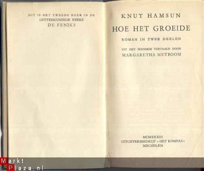 KNUT HAMSUN** HOE HET GROEIDE *KNUT HAMSUN*1933MCMXXXIII1933 - 3