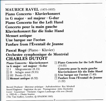 CD - Ravel - Pascal Rogé - Charles Dutoit - 2