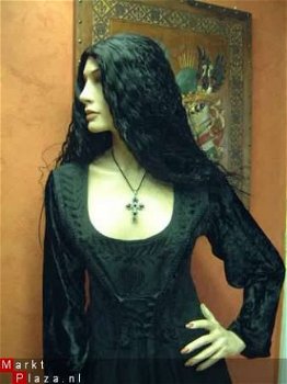 Hippie Goa middeleeuwse zwarte jurk Gothic Z398 - 1