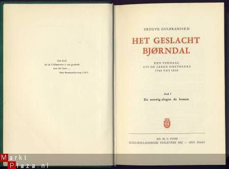 TRYGVE GULBRANSSEN *HET GESLACHT BJÖRNDAL*ZHU STOK*GROEN* - 2