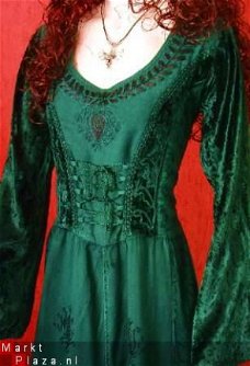 Hippie Goa middeleeuwse smaragdgroene jurk Gothic G398