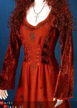 Hippie Goa middeleeuwse bordeauxrode jurk Gothic - 1
