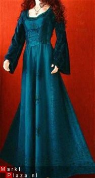 Hippie Goa middeleeuwse kobalt blauwe jurk Gothic B398 XXL - 1