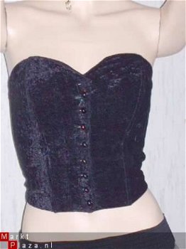 Zwarte gotische velours bustier - 1