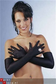 Lange zwarte handschoenen 220256