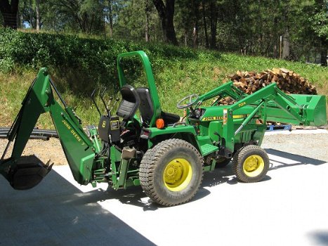 1998 John Deere 755 4x4 tractor met voorlader & graafmachine - 2