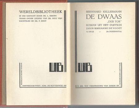 BERNHARD KELLERMANN**DE DWAAS**TEXTUUR LINNEN BOEKBAND.** - 2