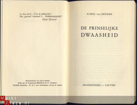 KAREL VAN DEUREN**DE PRINSELIJKE DWAASHEID**HARDCOVER DAVIDS - 1