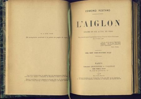 EDMOND ROSTAND**L' AIGLON**DRAME EN SIX ACTES, EN VERS*1928* - 2