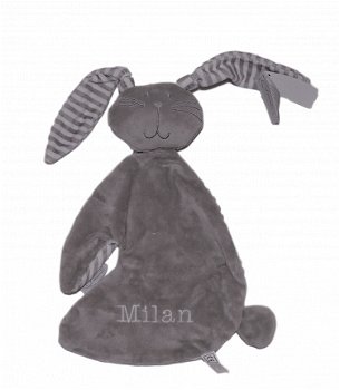 Knuffel konijn grijs met geborduurde naam - 2