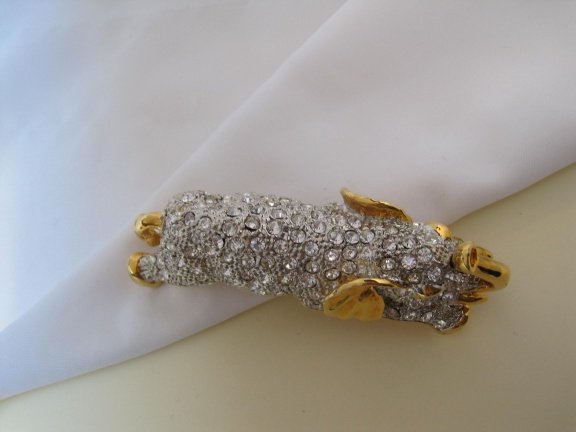 Broche goudkleurige grote olifant met heldere kristal rijnstenen 9.8x3.9 cm - Afbeelding 6