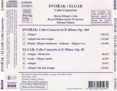 CD - Dvorak * Elgar - Maria Kliegel, cello - 1