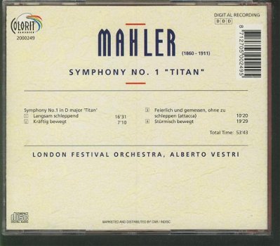 CD - Mahler - Symphony no.1 - Alberto Vestri - 2