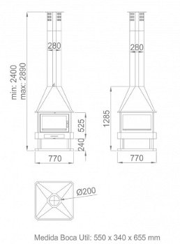 4 zijdig glas houtkachel design vrijstaand bronpi huelva - 8