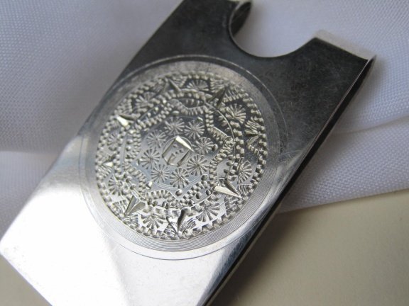 Zilveren munthouder/muntclip native geciseleerd 4.5x2.5 cm - Afbeelding 3