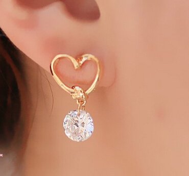 bruid oorbellen gouden hart met schitterend kristal swarovski bruidssieraden valentijn 1001oorbellen - 1