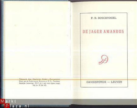 F. R. BOSCHVOGEL**DE JAGER AMANDUS**LINNEN BOEKBAND - 1